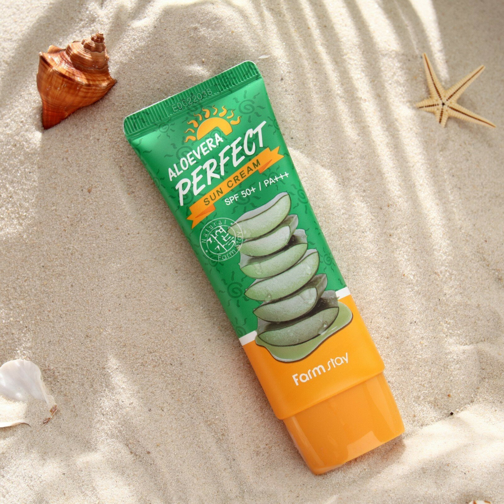 Солнцезащитный крем с алое FarmStay Aloevera Perfect Sun Cream SPF50+ PA+++, 70 мл