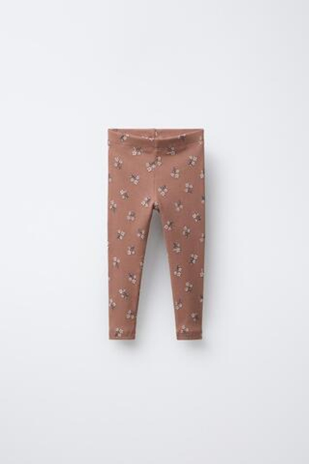 ZARA ЛЕГИНСЫ В РУБЧИК С ПРИНТОМ, КОРИЧНЕВЫЙ