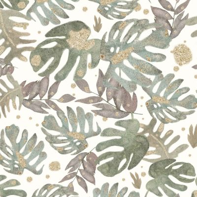 Листья монстеры с золотом на белом