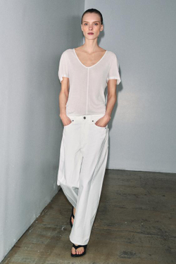 ZARA ДЖИНСЫ ZW COLLECTION ANKLE RELAXED СО СРЕДНЕЙ ПОСАДКОЙ, БЕЛЫЙ