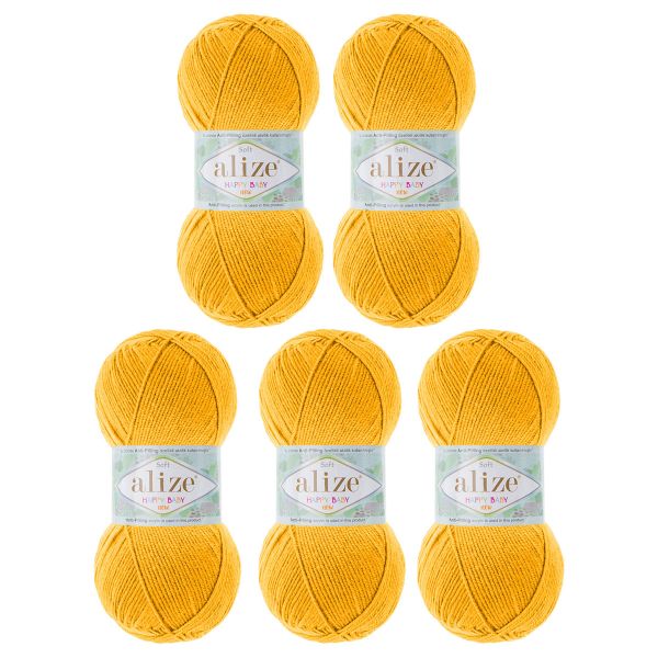Пряжа Alize (Ализе) Happy Baby New / уп.5 мот. по 100 г, 320м, 216 темно-желтый
