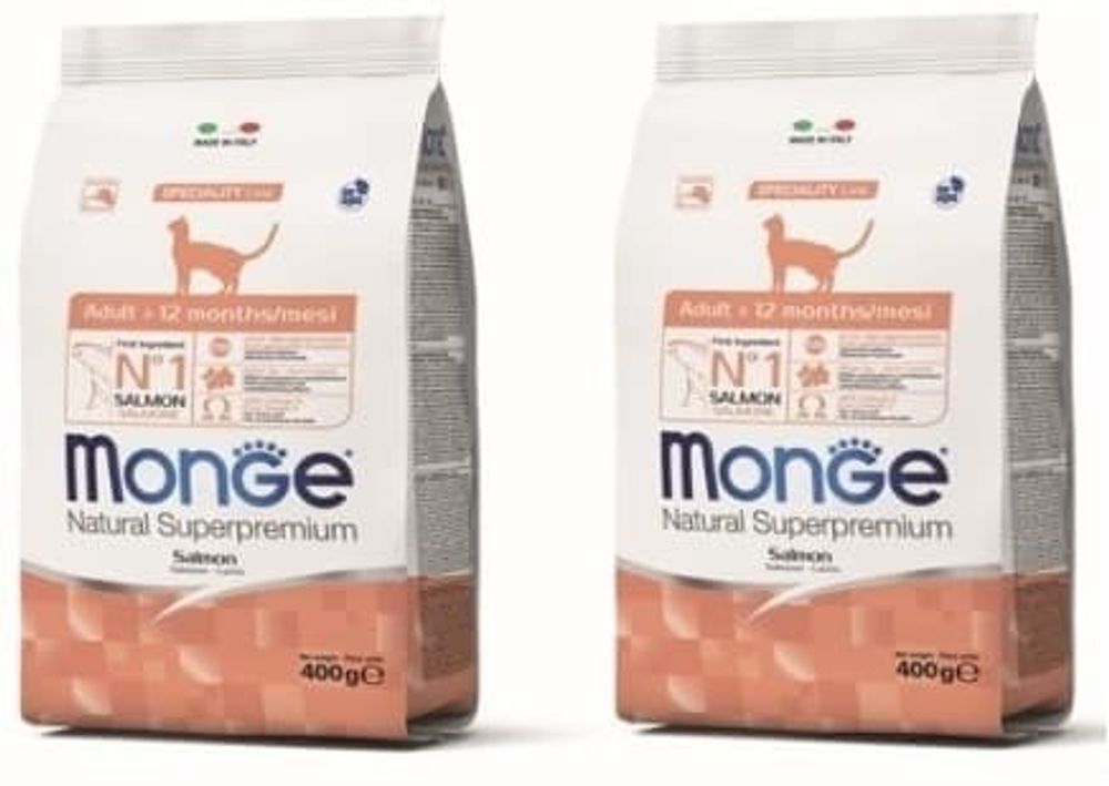 Monge НАБОР АКЦИЯ 1+1 Cat корм для взрослых кошек с лососем 400г