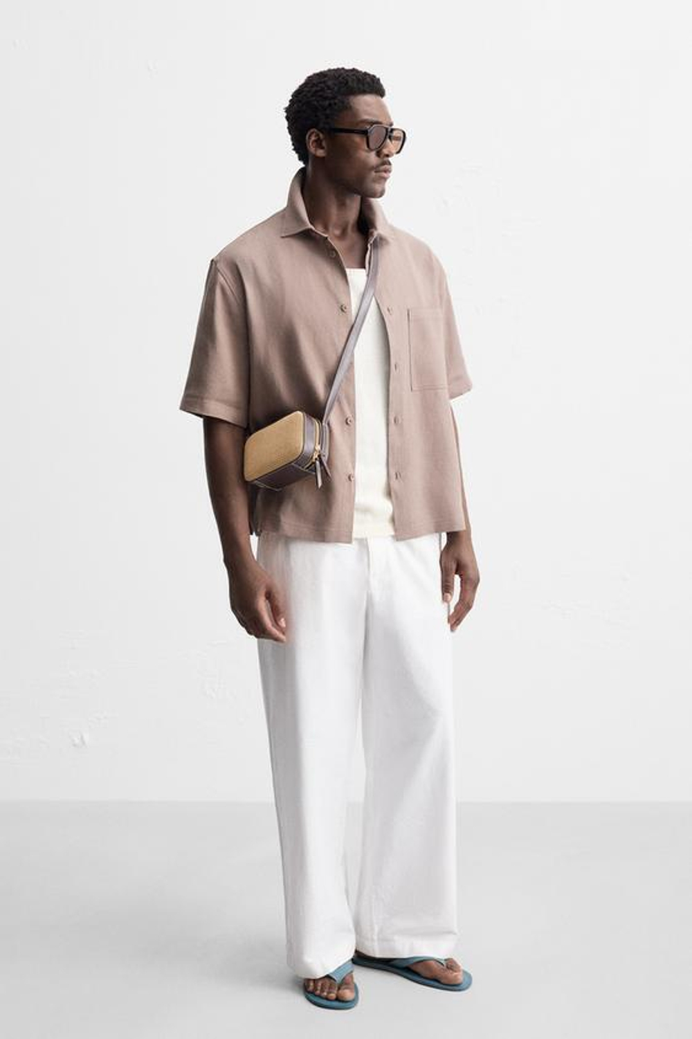 ZARA ПЛЕТЕНАЯ СУМКА ЧЕРЕЗ ПЛЕЧО, КОРИЧНЕВЫЙ