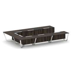 Steel Meet Стол переговорный П-образный MM-PR.B.SP-15P Дуб Мали/Графит Глянец/Нержавеющая Сталь/Хром