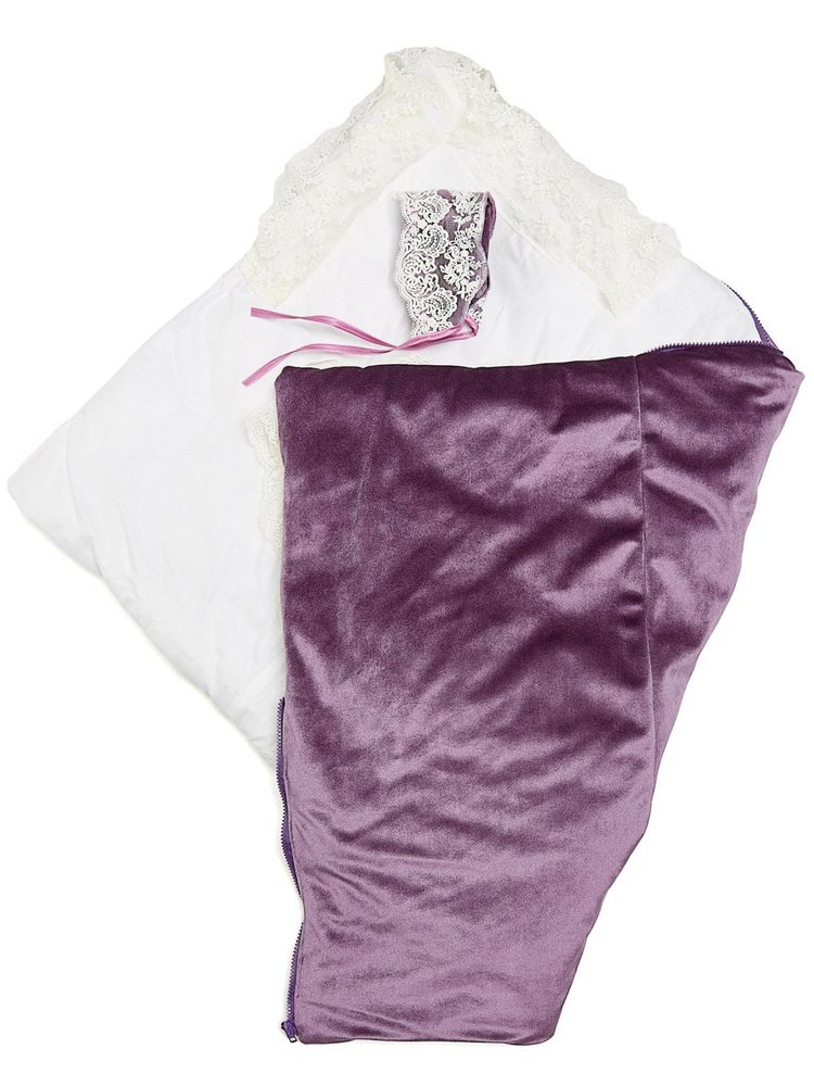 Зимний конверт-одеяло на выписку &quot;Блюмарим&quot; на молнии, цвет фиолетовый