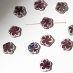 Бусина в форме цветка, 15,5*6мм, бордово-синяя, глазурированный фарфор