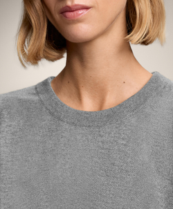 Oysho Вязаный джемпер с круглым вырезом с кашемиром, серый меланж