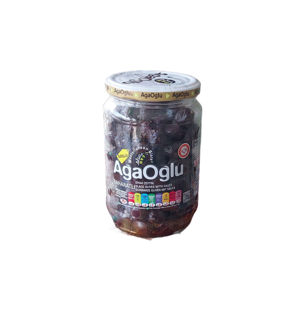 Маслины вяленые в соусе, с косточкой, 720 гр., AgaOglus, Турция, калибровка S/M