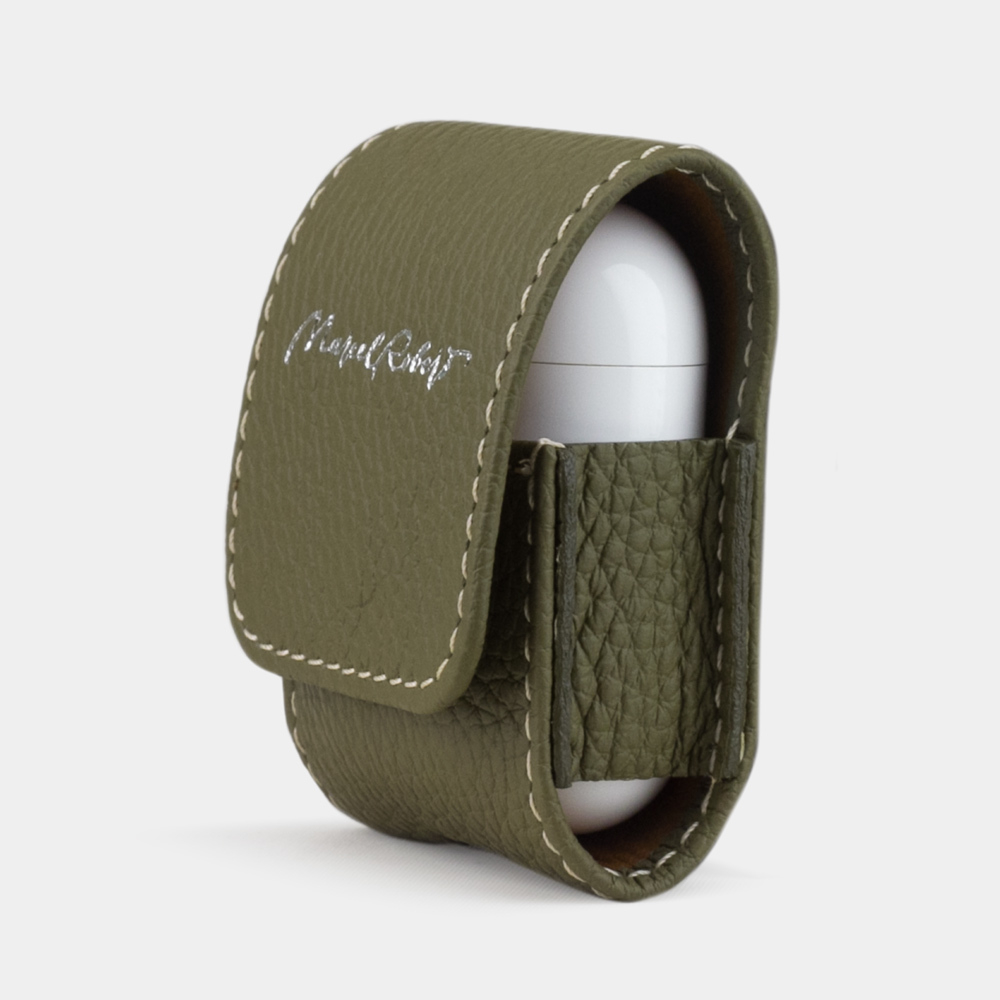 Чехол-держатель кожаный для наушников Petit Easy зеленого цвета