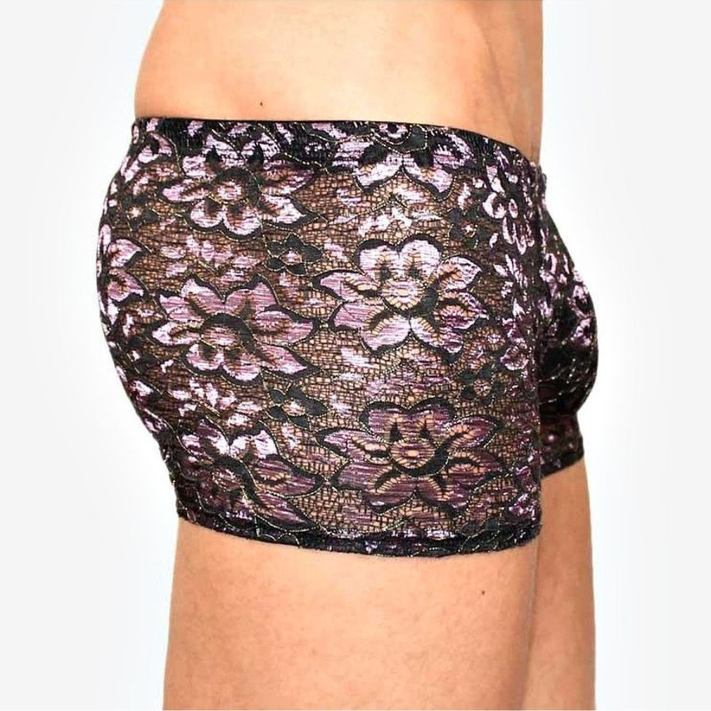 Мужские трусы-боксеры с контрастным цветочным узором (Размер: L) (Цвет: темно-серый)