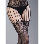 Боди-комбинезон кружевной черный с чулками (Impulse) (S-L)