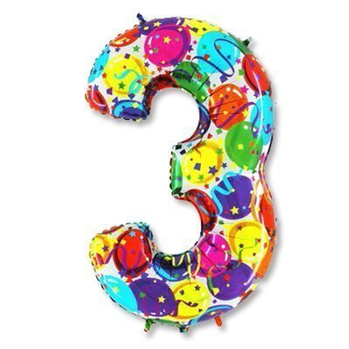 Шар фольгированный Цифра "3" 40'' Шары с гелием