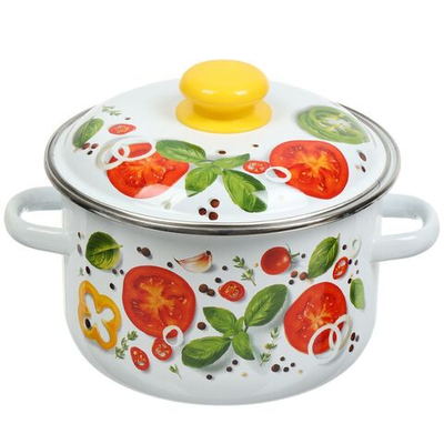 Кастрюля сталь, эмал, 3 л, с крыш, Сиб товары, Каприче, 3MD181P, индукц