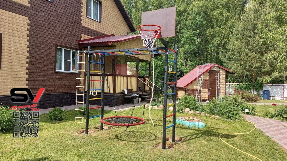 Монтаж уличной шведской стенки Sv Sport Рукоход (4 вертикальных столба)