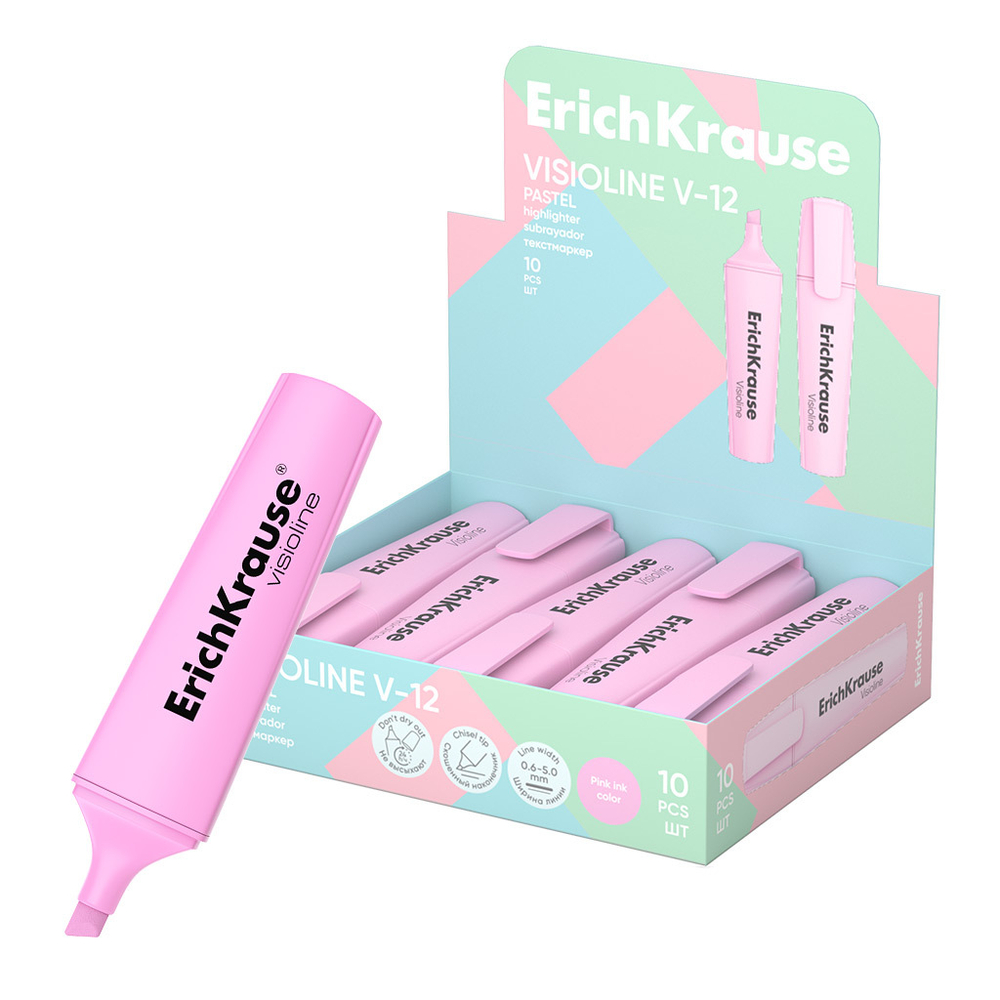 Текстовыделитель EK Visioline V-12 Pastel, 0,6 - 5,0мм, розовый