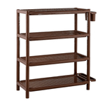 Этажерка для обуви "Элластик" широкая 4 полки 73*29*78 с подставкой для губки и зонта, цвет какао