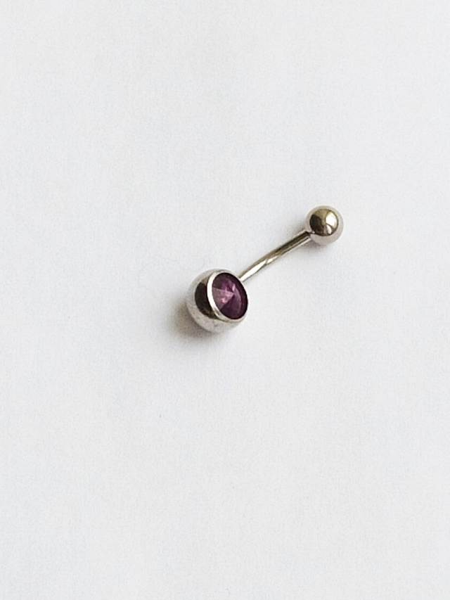 Банан для пупка, 1,6 х 10 мм, с камнем-конусом, фиолетовый