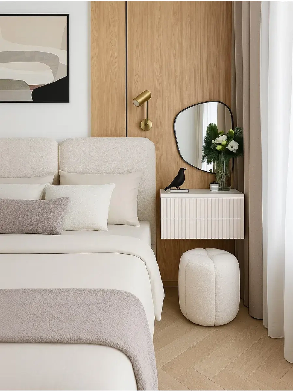 Тумба белая подвесная с фрезеровкой и ящиками 51х43х27