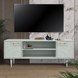 Тумба под ТВ Арт Колор leaves 155см Классик Голд Серый дым