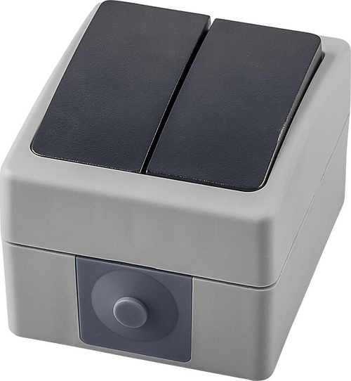 Выключатель 2-кл серый STEKKER Велена 10А 250В IP54