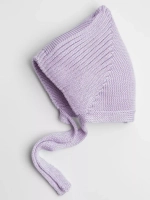Чепчик для девочки вязаный на завязках на осень