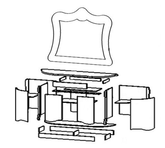 Комод  ДЖОКОНДА с зеркалом крем глянец