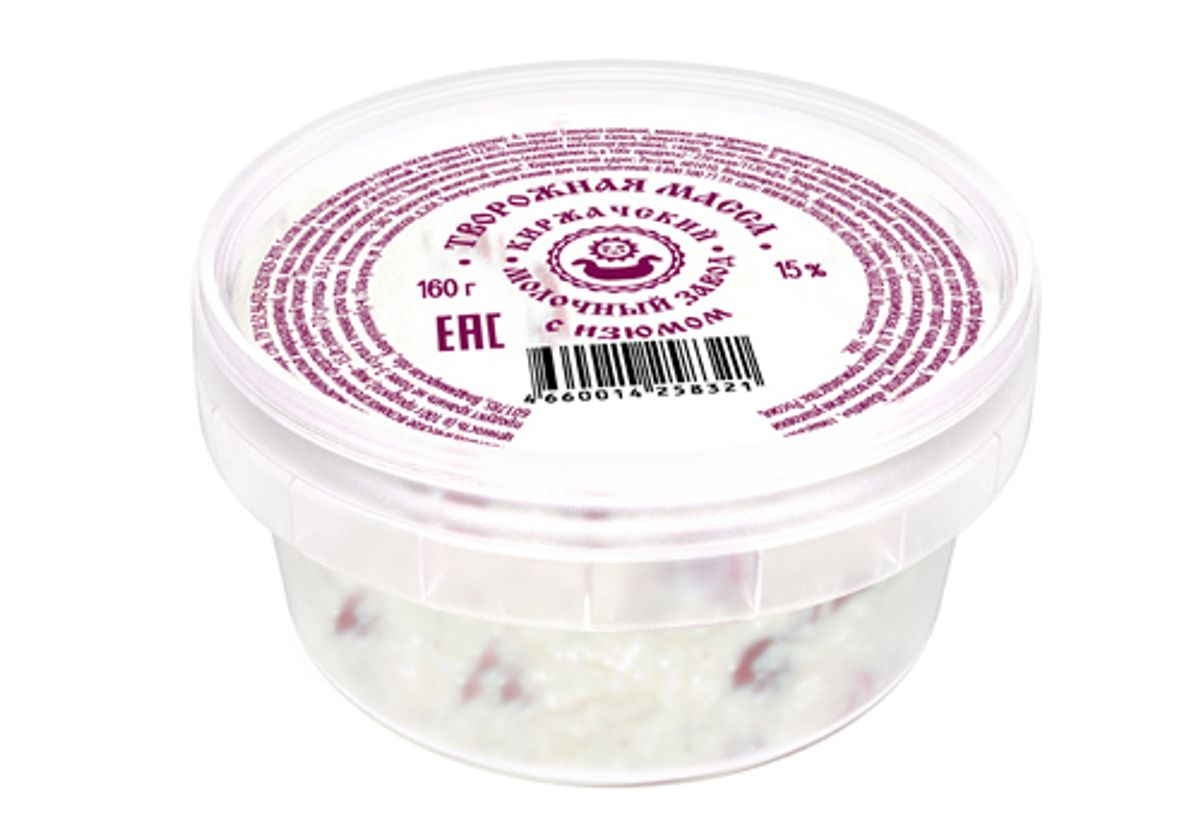 Творожная масса с изюмом "Киржачская", 160г