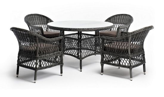"Дольче" обеденная группа из искусственного ротанга, цвет графит