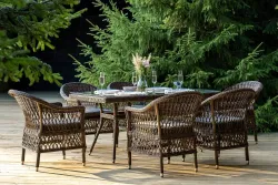 "Амароне" обеденная группа из искусственного ротанга на 6 персон, цвет коричневый