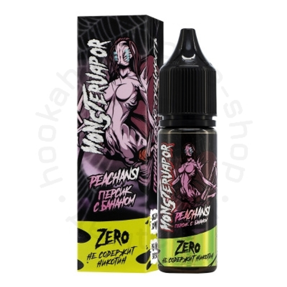 Жидкость MONSTERVAPOR PEACHANSI с ароматом персика с бананом, 0 мг/см³, 30 мл. ZERO.