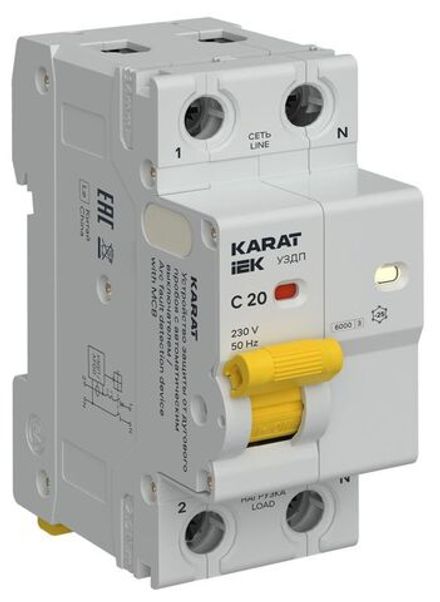 Устройство защиты от дугового пробоя (УЗДП) 1P+N C 20A с авт. выкл. KARAT IEK KA-DP11-1-020-C