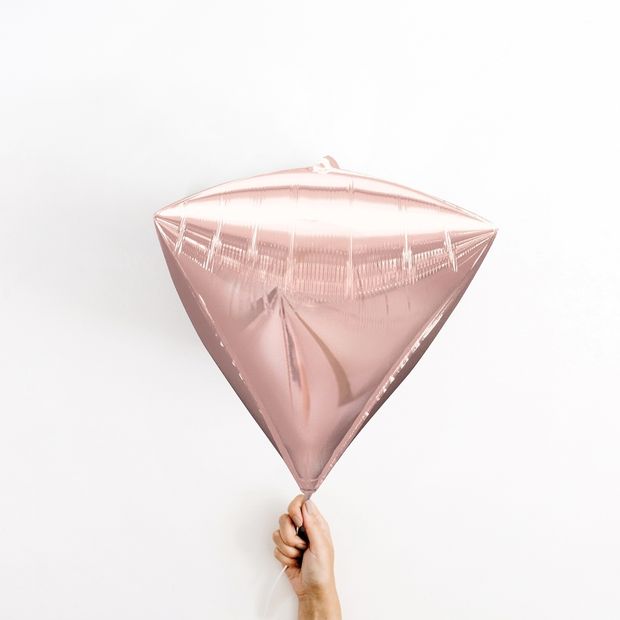 Шар А 3D АЛМАЗ Б/РИС 17" Металлик Розовое золото  (БГ-19)