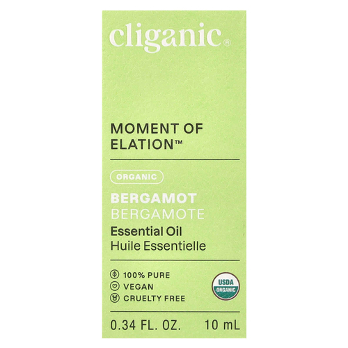 Cliganic, Moment of Elation ™, органическое эфирное масло бергамота, 10 мл (0,34 жидк. Унции)