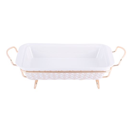 Мармит керамический прямоугольный 2,5 л с позолотой Kamille KM-6417 (36,5х23х6 см.)