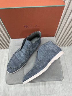 Ботинки Loro Piana Open Walk из нубукового крокодила