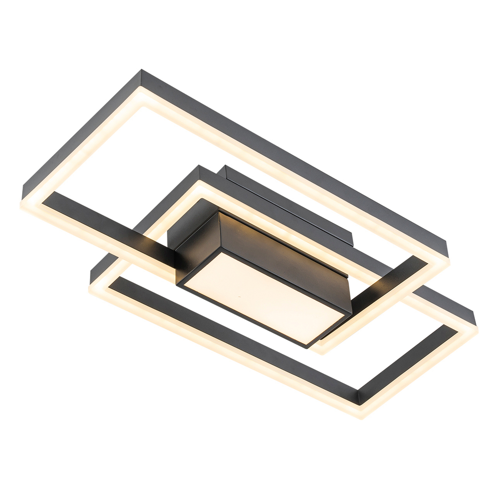 Потолочный светодиодный светильник 90Вт, 6496Лм, 3000-6500К, Ra>80,  плавная регулировка мощности, изменение цветовой температуры, ночник,  металл/акрил, черный