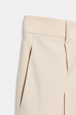 ZARA ШОРТЫ С ЗАЩИПАМИ ИЗ ШЕРСТИ — ZW COLLECTION LIMITED EDITION, БЕЖЕВЫЙ