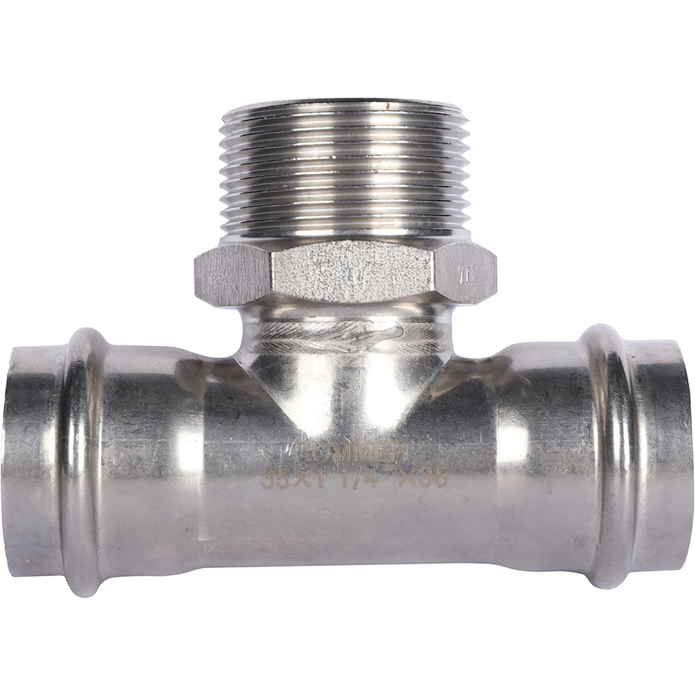 ROMMER Тройник с НР 35x1 1/4" из нержавеющей стали прессовой