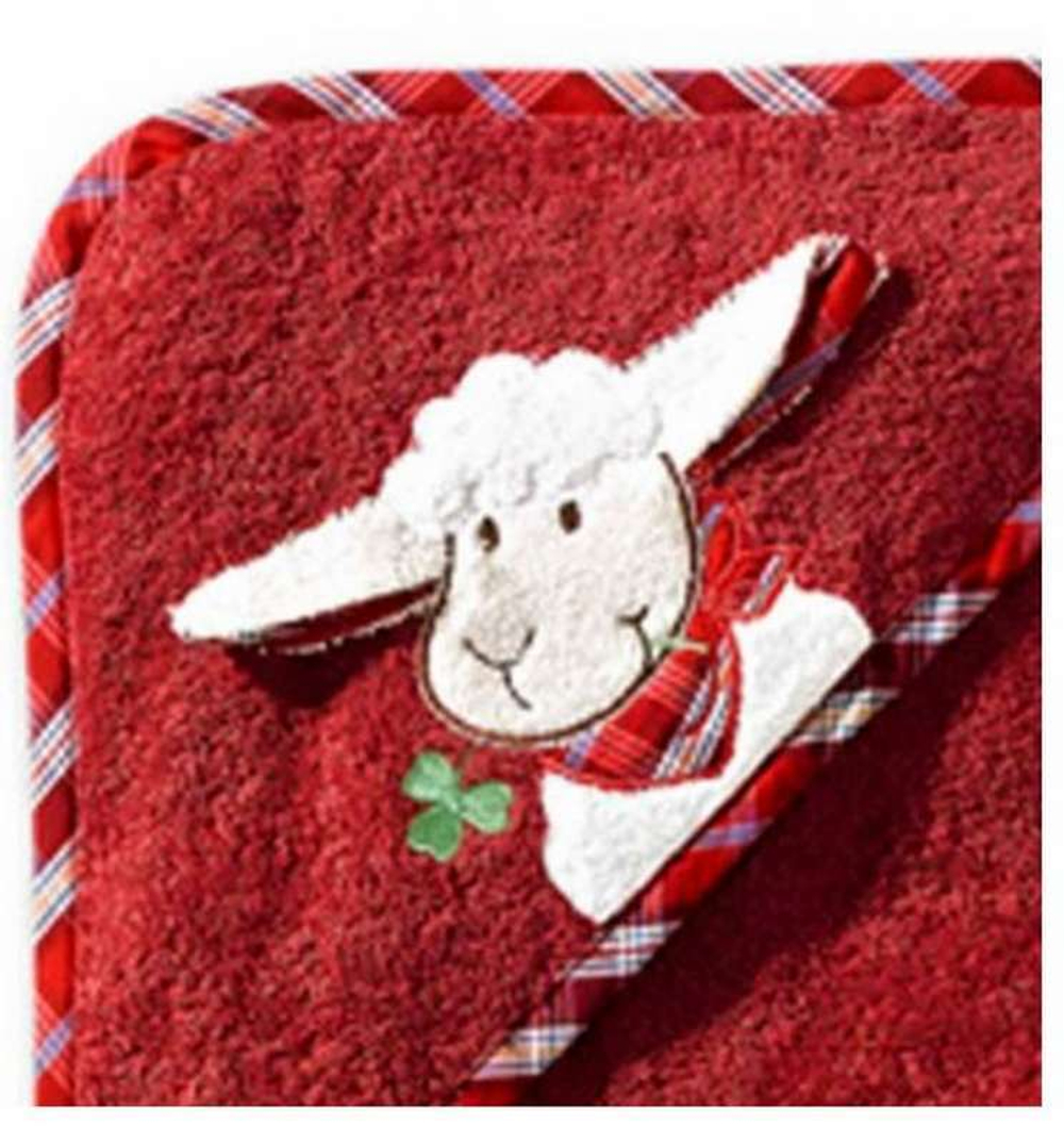 Полотенце детское с уголком 100х100 Morgenstern Sleepy Sheppy Farm Rot 2927 красное