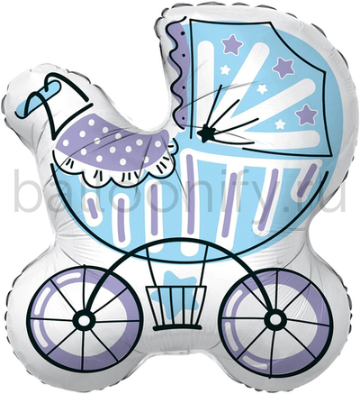 Шар (29''/74 см) Фигура, Коляска для мальчика, Голубой, 1 шт. в уп.