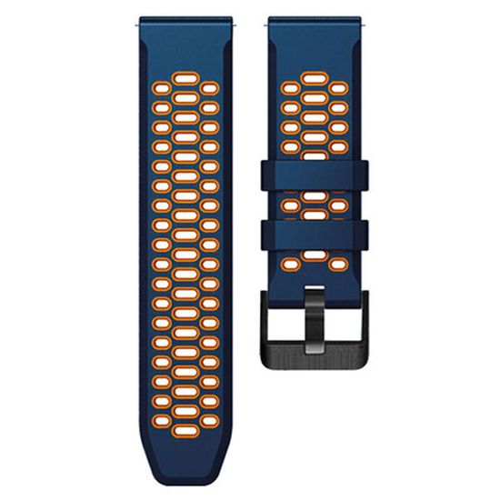 Ремешок двухцветный дышащий 24 мм для Suunto 9 Baro, Suunto 7, Suunto Spartan Sport силиконовый (Темно-синий/оранжевый)