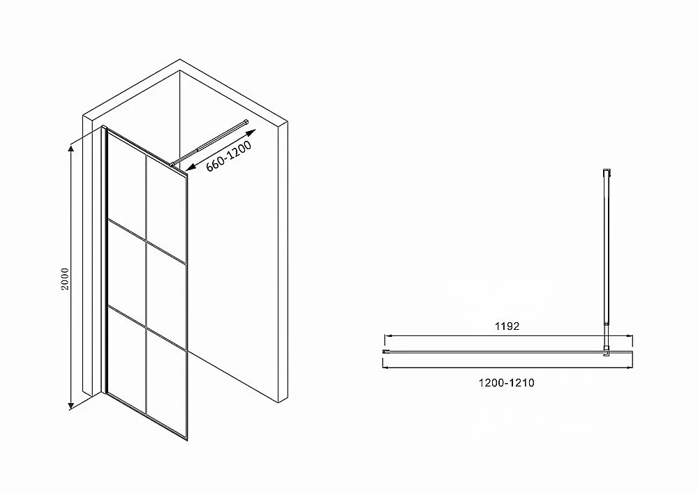 Душевое ограждение ABBER Immer Offen AG62120B8 120 стекло прозрачное/профиль черный