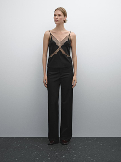 Massimo Dutti Брюки прямого кроя из высокотехнологичной ткани, черный