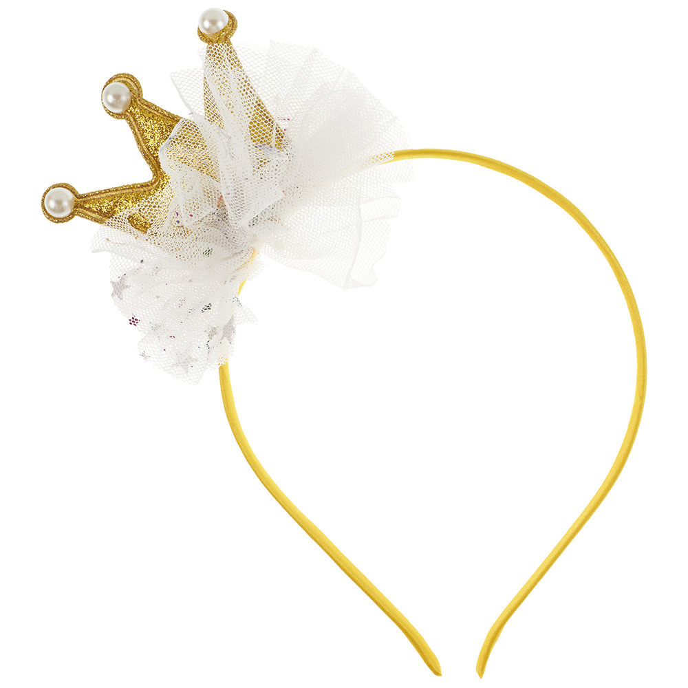 Ободок Нежная Корона Белый/Золото с блестками