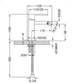 8G40111-060  Смеситель Teorema BLOG для биде с донным клапаном