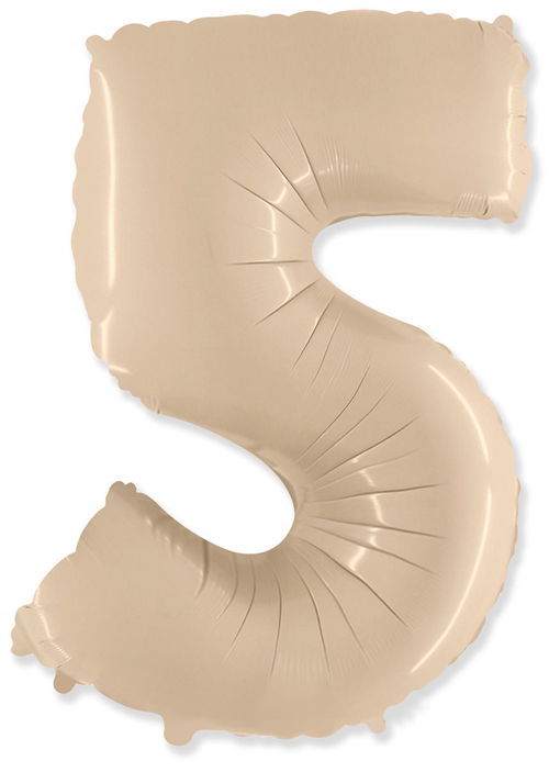 Шар цифра №5 Кремовый 102 см