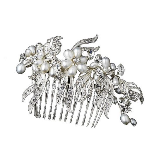 Гребешок горный хрусталь, жемчуг "Летто" (Итальянский дизайн)