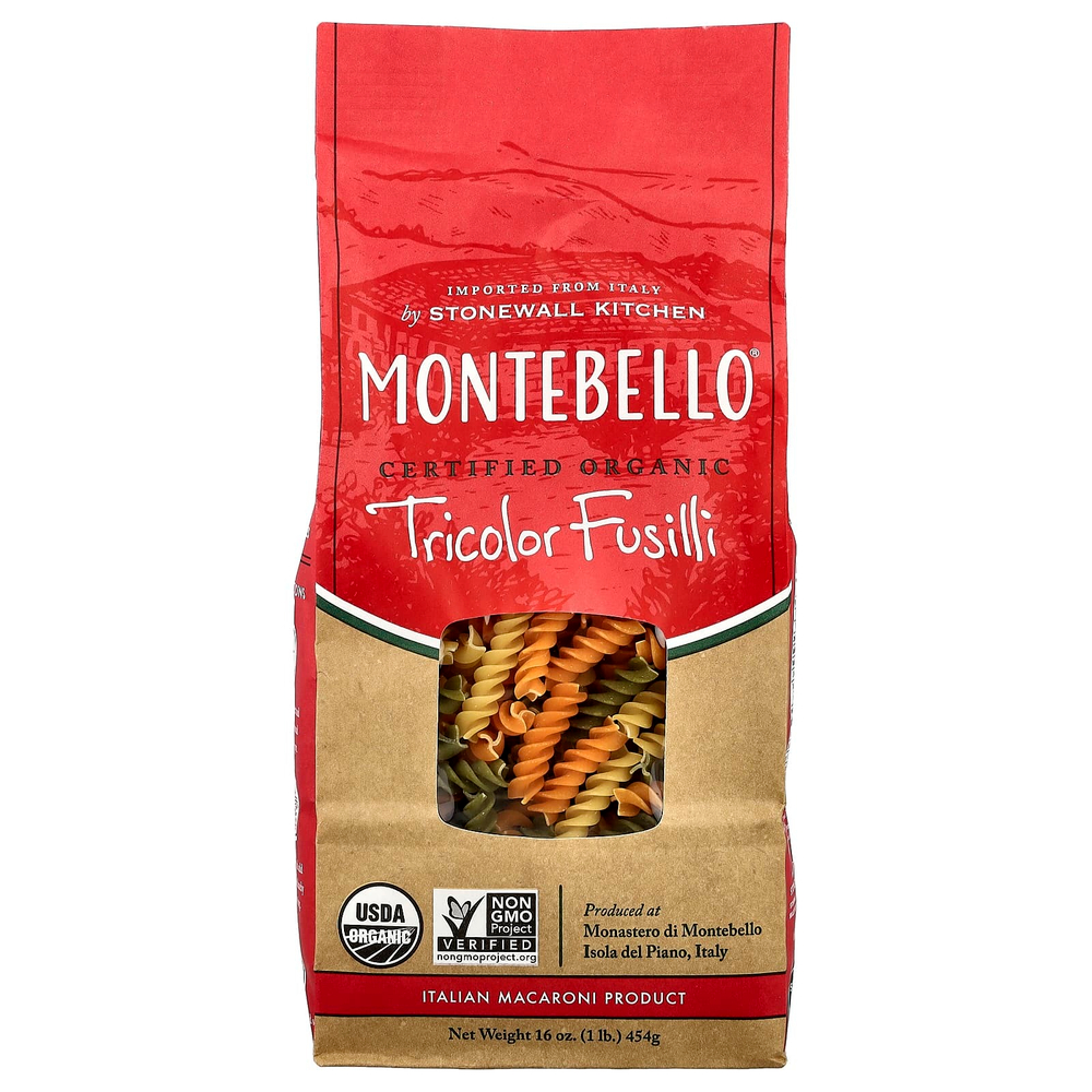 Montebello, Органический трехцветный фузилли, 454 г (16 унций)