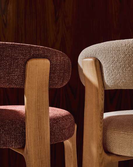 Барный стул Granite 75 см, бежевый шенилл, массив ясеня в натуральном цвете