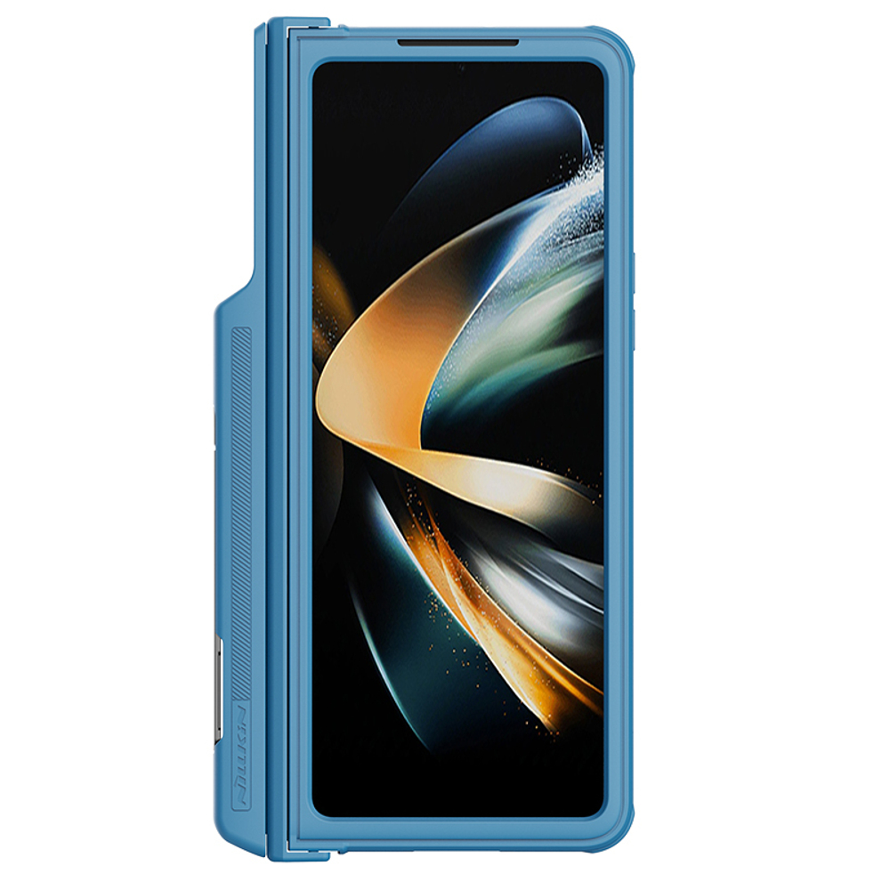 Чехол синего цвета с держателем для S Pen на Samsung Galaxy Z Fold 4 5G от Nillkin, серия CamShield Pro Case, с сдвижной крышкой для камеры